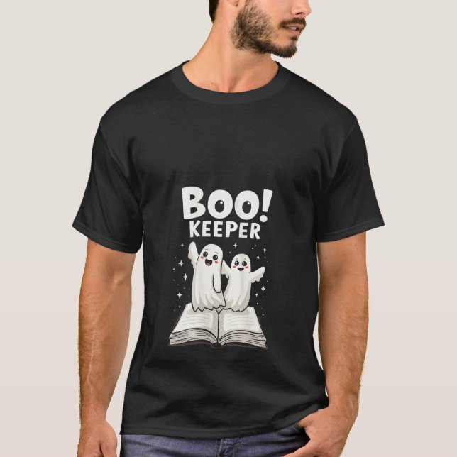 Womens Books Nerd Boo Keeper Ghost Librarian Hallo T-Shirt (Vorderseite)