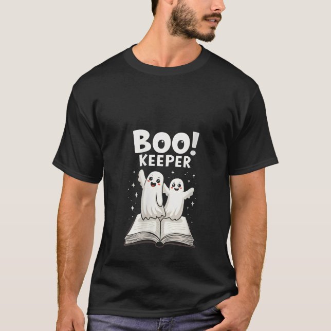 Womens Books Nerd Boo Keeper Ghost Librarian Hallo T-Shirt (Vorderseite)