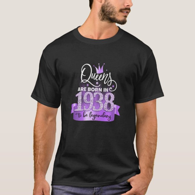 Womens Born In 1938 I Elegant Purple Black Party O T-Shirt (Vorderseite)