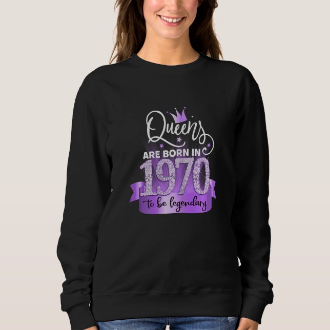 Womens Born In 1970 I Elegant Purple Black Party O Sweatshirt (Vorderseite)
