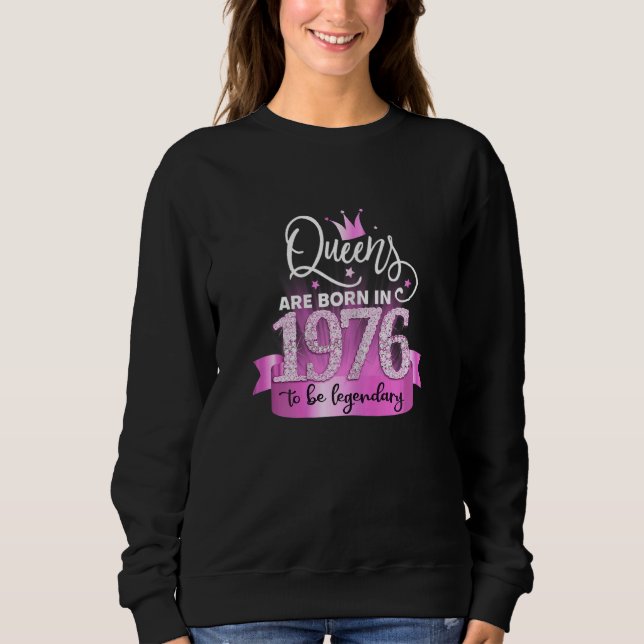 Womens Born In 1976 I Elegant Pink Black Party Out Sweatshirt (Vorderseite)