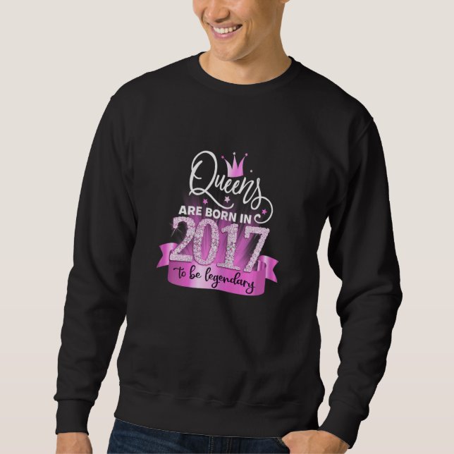 Womens Born In 2017 I Elegant Pink Black Party Out Sweatshirt (Vorderseite)