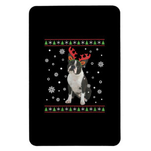 Womens Boston Terrier Xmas Ugly Christmas Sweater Magnet