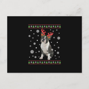 Womens Boston Terrier Xmas Ugly Christmas Sweater Postkarte