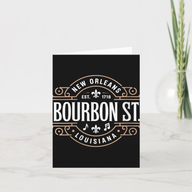 Womens Bourbon Street New Orleans Music Est 1718 V Karte (Vorderseite)