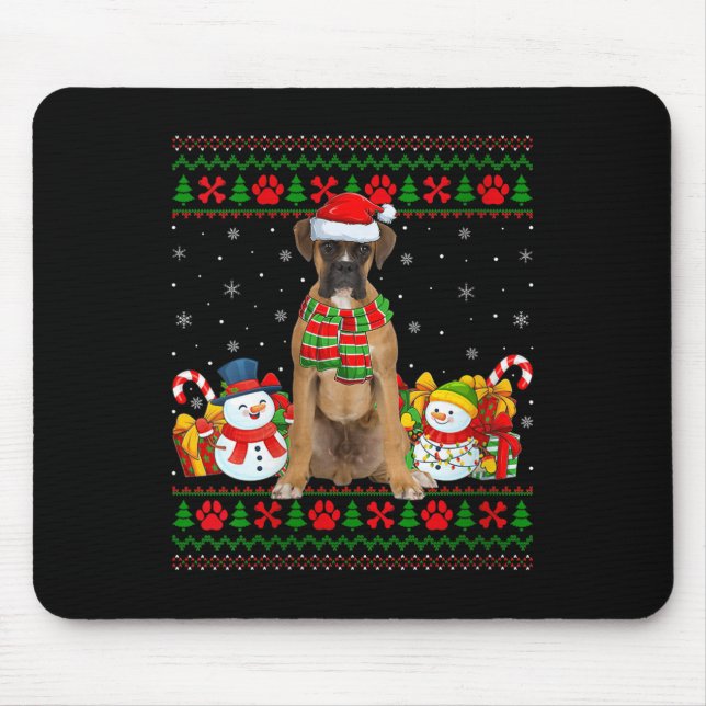 Womens Boxer Dog Ugly Christmas Sweaters Funny Pet Mousepad (Vorne)