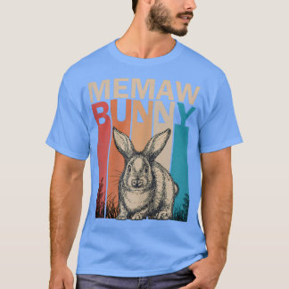 Womens Bunny Graphic Family Matching Retro Memaw E T-Shirt