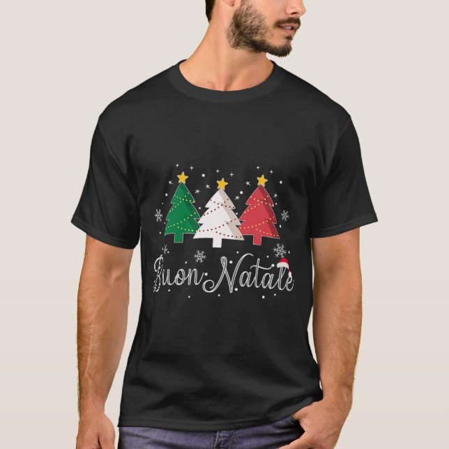 Womens Buon Natale Italienischer Weihnachtsbaum -  T-Shirt (Vorderseite)