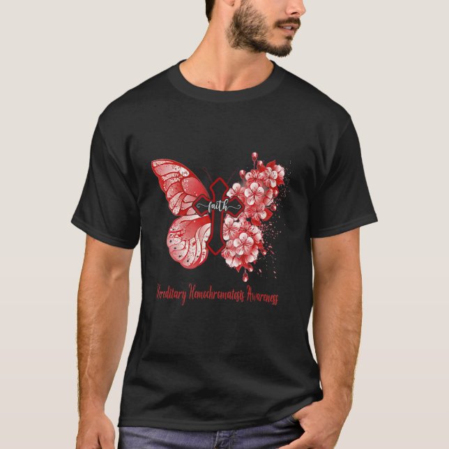 Womens Burgundy Butterfly Faith Hereditary Hemocho T-Shirt (Vorderseite)