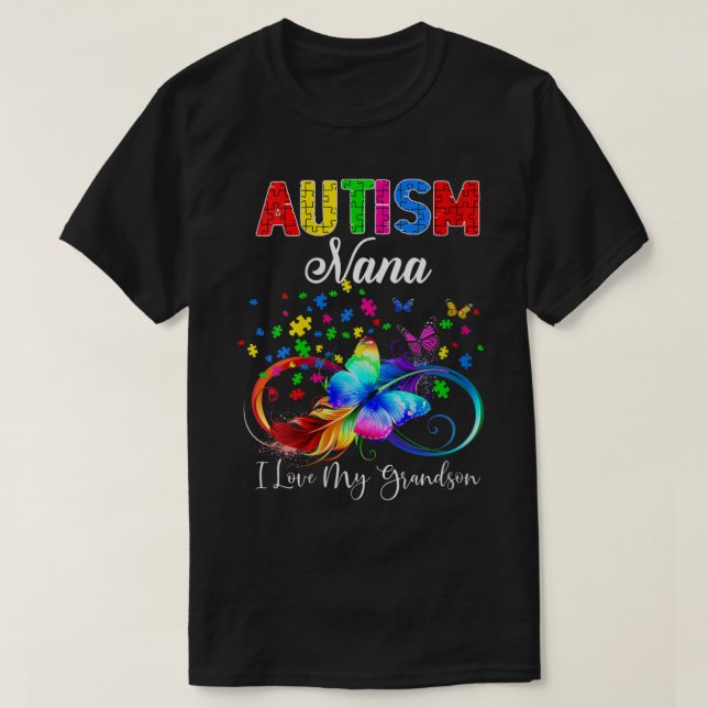 Womens Butterfly Autism Nana I Liebe Mein Enkel Su T-Shirt (Design vorne)