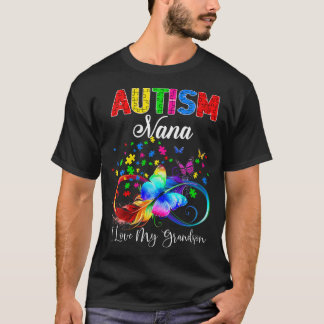 Womens Butterfly Autism Nana I Liebe Mein Enkel Su T-Shirt