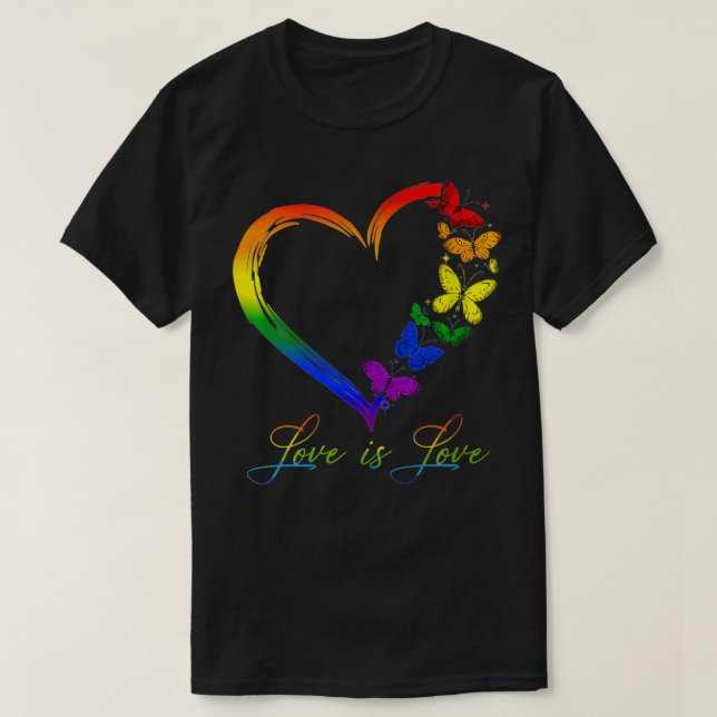 Womens Butterfly Herzrasen Liebe ist Liebe LGBT G T-Shirt (Design vorne)