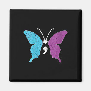 Womens Butterfly Semicolon Lila & Aquamarin Su Magnet