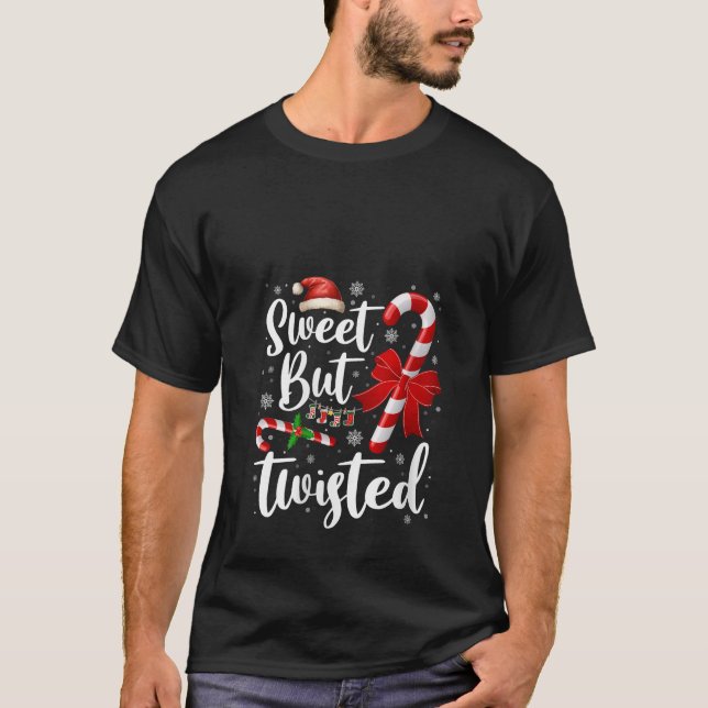 Womens Candy Cane Lovers Christmas Sweet But Twist T-Shirt (Vorderseite)