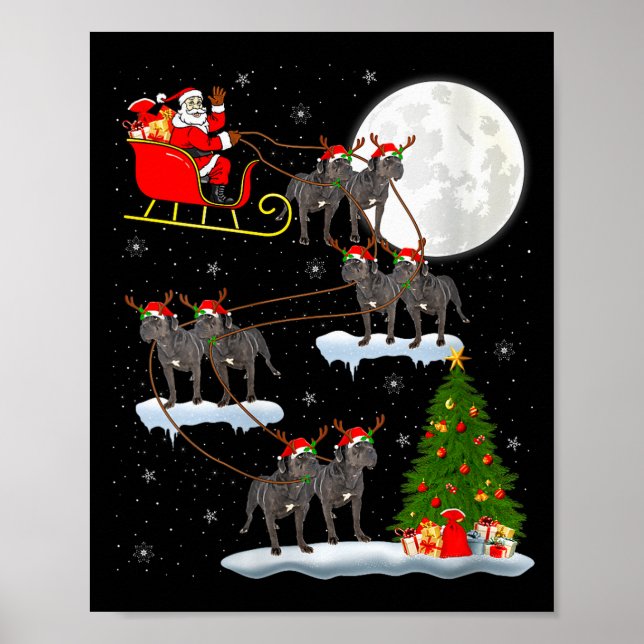 Womens Cane Corso Dog Santa Sleigh Flying Funny Ma Poster (Vorne)