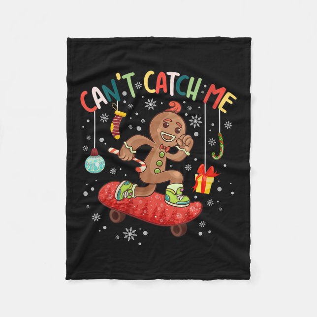 Womens Can't Catch Me Christmas Skateboarding Ging Fleecedecke (Vorderseite)