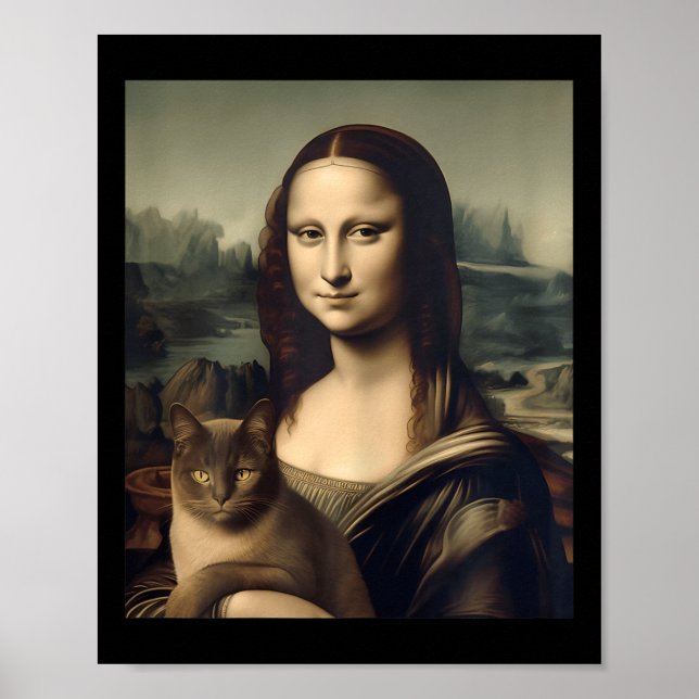 Womens Cat Lover Mona Lisa Cat Kitten Poster (Vorne)