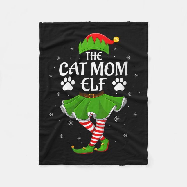 Womens Cat Mom Elf Christmas Family Girls Women El Fleecedecke (Vorderseite)