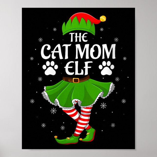 Womens Cat Mom Elf Christmas Family Girls Women El Poster (Vorne)
