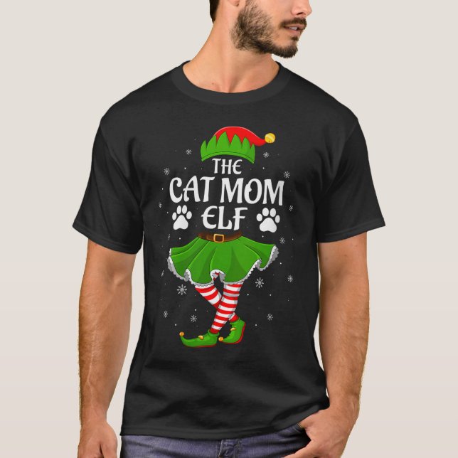 Womens Cat Mom Elf Christmas Family Girls Women El T-Shirt (Vorderseite)