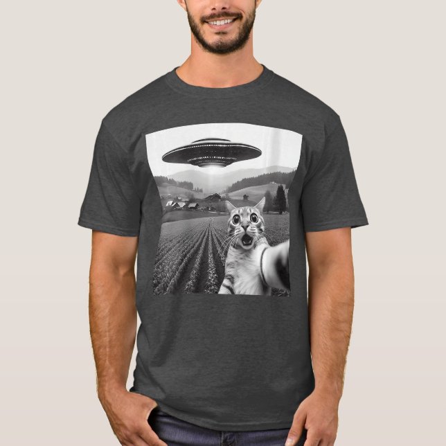 Womens Cat Sie With Alien UFO Funny Cat Gifts For  T-Shirt (Vorderseite)