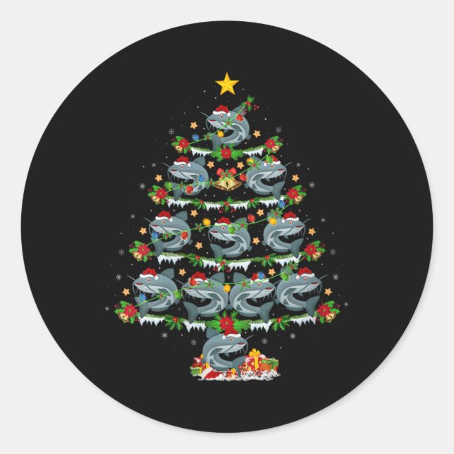 Womens Catfish Xmas Lights Santa Catfish Christmas Runder Aufkleber (Vorderseite)