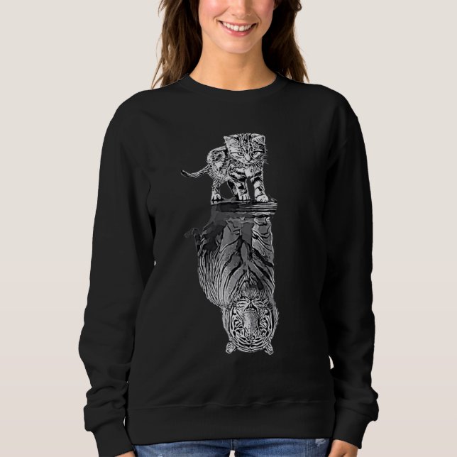 Womens Cats Reflection Tiger Friends  Cute  3 Sweatshirt (Vorderseite)