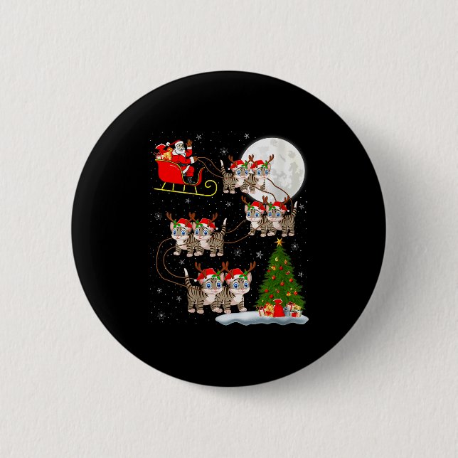 Womens Cats Santa Sleigh Flying Funny Magical Chri Button (Vorderseite)