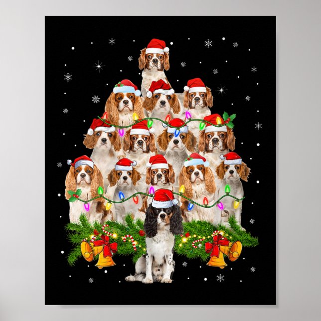 Womens Cavalier King Charles Spaniel Christmas Tre Poster (Vorne)