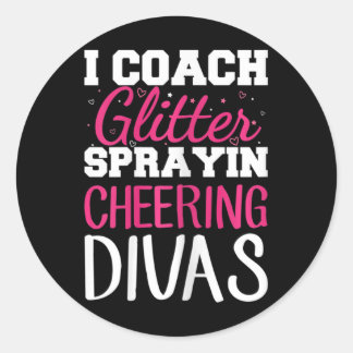 Womens Cheer Coach Design For A Cheerleading Coach Runder Aufkleber