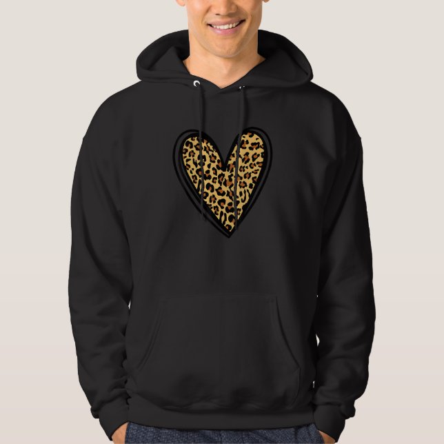Women's Cheetah Leopard Heart Print Girls Love Val Hoodie (Vorderseite)