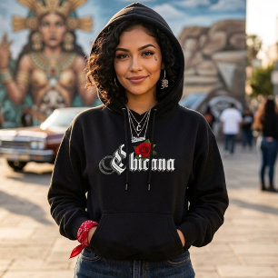 Womens Chicana Rote Rose Hoodie