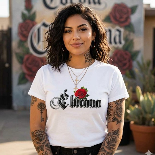 Womens Chicana Rote Rose Shirt (Chicana Red Rose shirt)