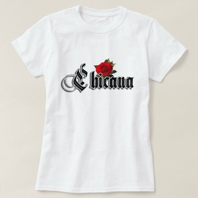 Womens Chicana Rote Rose Shirt (Design vorne)