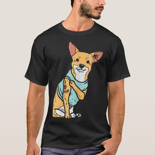 Womens Chihuahua Liebe Mama Tattoo Chiwawa Dog Own T-Shirt (Vorderseite)