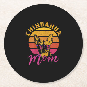 Womens Chihuahua Mom Funny Chihuahua Owner Dog Luv Runder Pappuntersetzer
