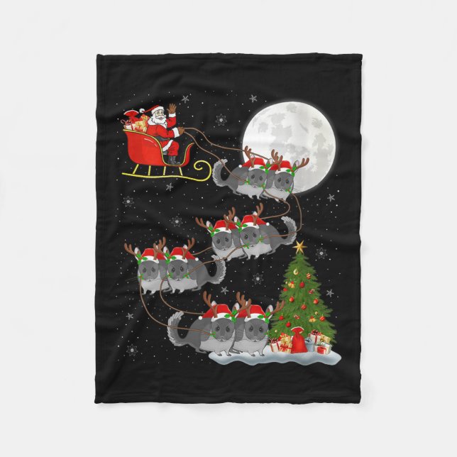 Womens Chinchilla Santa Sleigh Flying Funny Magica Fleecedecke (Vorderseite)