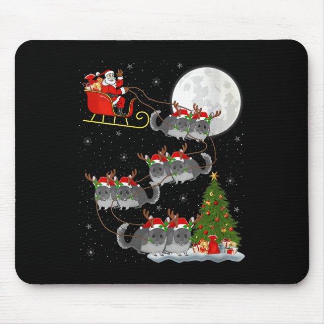 Womens Chinchilla Santa Sleigh Flying Funny Magica Mousepad (Vorne)