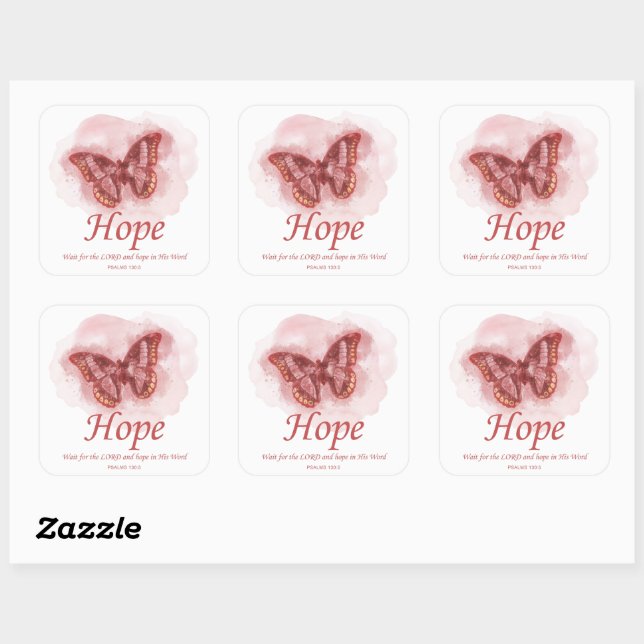 Women's Christian Butterfly Bibel Verse: Hope Quadratischer Aufkleber (Blatt)