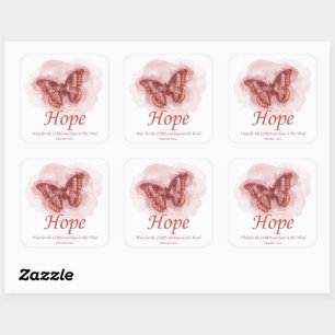 Women's Christian Butterfly Bibel Verse: Hope Quadratischer Aufkleber