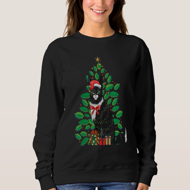 Women's Christmas Black cat Xmas Tree Graphics  1 Sweatshirt (Vorderseite)