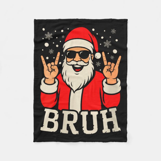 Womens Christmas Bruh Meme Funny Santa Claus Teen  Fleecedecke (Vorderseite)