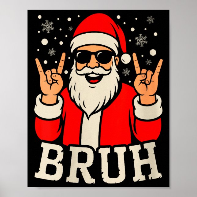 Womens Christmas Bruh Meme Funny Santa Claus Teen  Poster (Vorne)