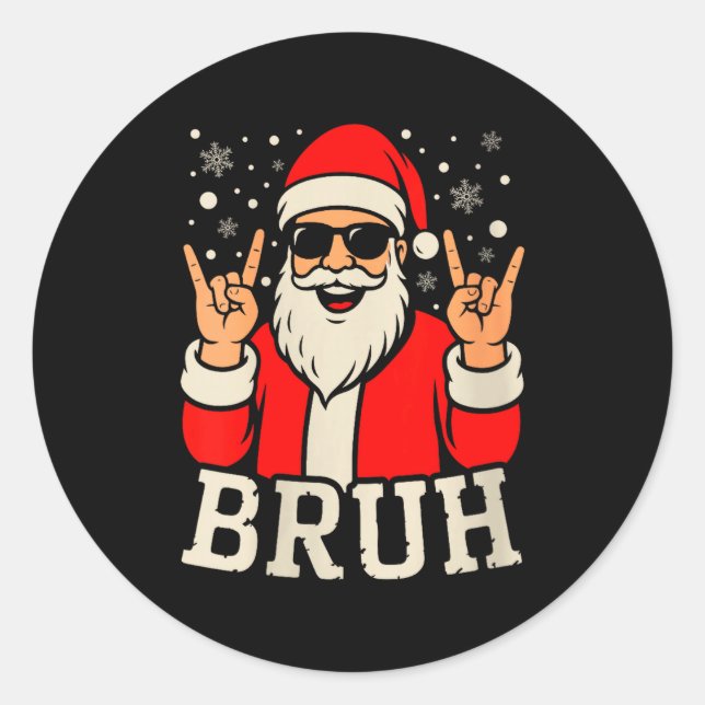 Womens Christmas Bruh Meme Funny Santa Claus Teen  Runder Aufkleber (Vorderseite)