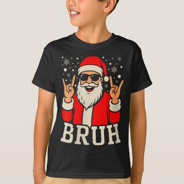 Womens Christmas Bruh Meme Funny Santa Claus Teen  T-Shirt (Vorderseite)