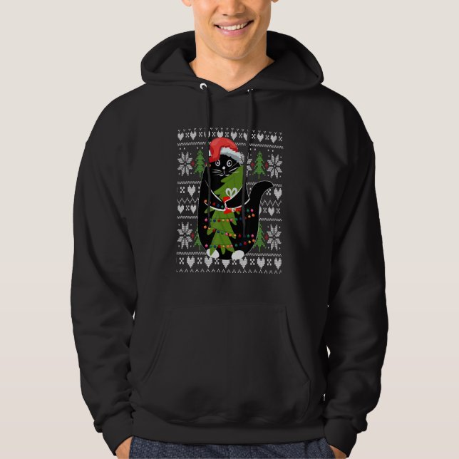 Women's Christmas cat Xmas Tree Graphics  1 Hoodie (Vorderseite)