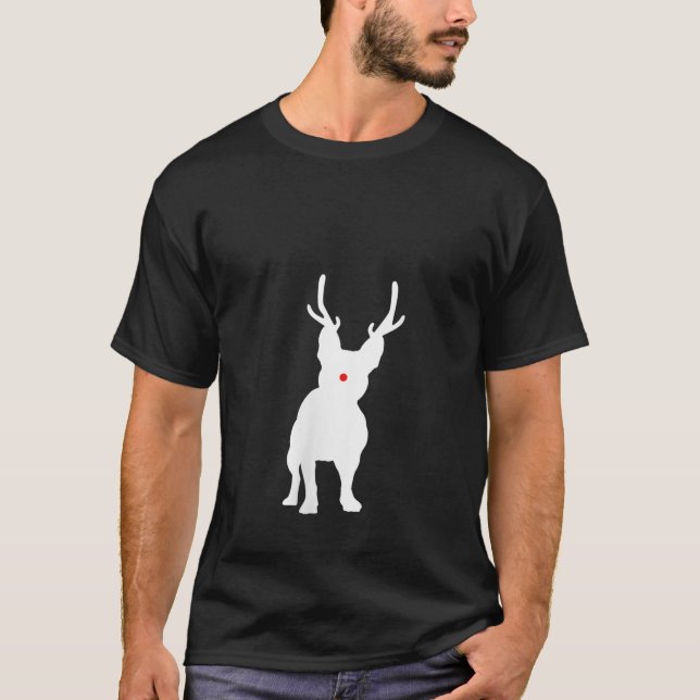 Womens Christmas French Bulldog Reindeer Frenchie  T-Shirt (Vorderseite)