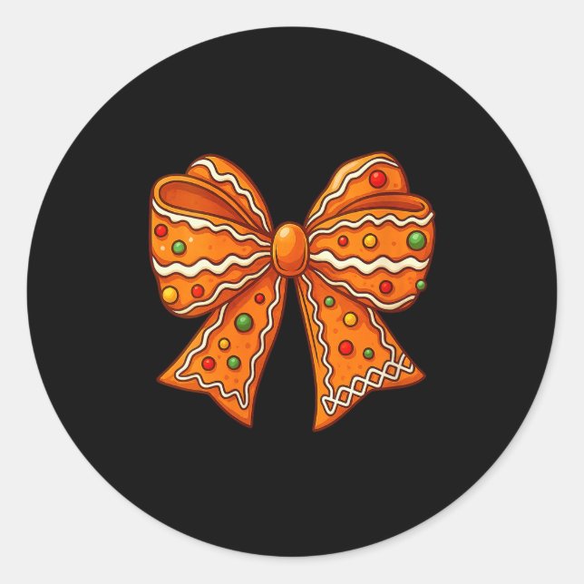 Womens Christmas Gingerbread Coquette Bow Xmas For Runder Aufkleber (Vorderseite)