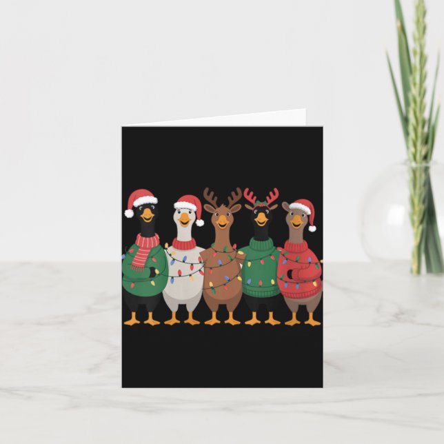 Womens Christmas Lights Goose Santa Funny Xmas Duc Karte (Vorderseite)