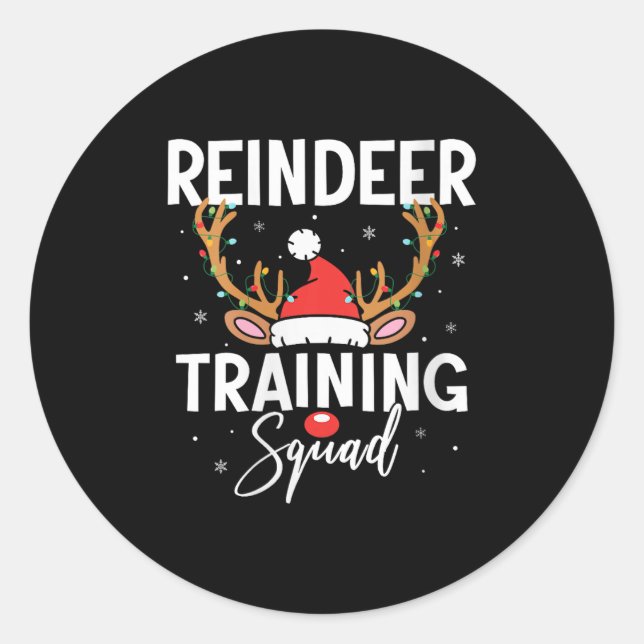 Womens Christmas Running Team Funny Reindeer Train Runder Aufkleber (Vorderseite)